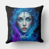 Mystery Woman Emerging from Blue & Purple Flames クッション (裏面)