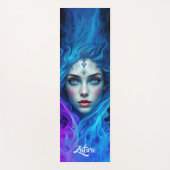 Mystery Woman Emerging from Blue & Purple Flames ヨガマット (正面)