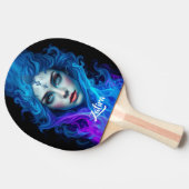 Mystery Woman Emerging from Blue & Purple Flames 卓球ラケット (横)
