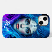 Mystery Woman Emerging from Blue & Purple Flames Case-Mate iPhoneケース (裏面 (横))