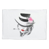 Mysteryous Lady Pillow Case赤い唇 枕カバー (裏面)
