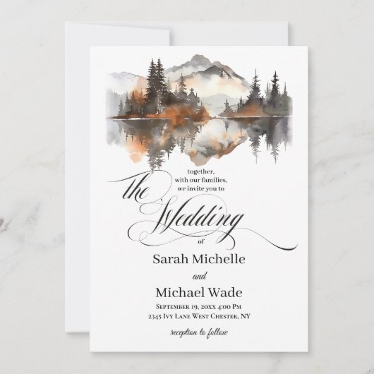 Mystic Autumn Calligraphy Wedding Invitation 招待状 (正面)