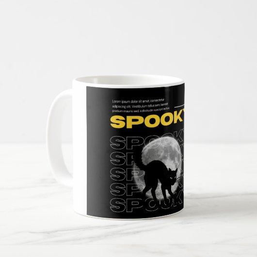 Mystic Black Cat and Moon Aesthetic Halloween Mug コーヒーマグカップ (正面左)