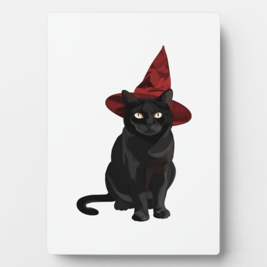 Mystic Black Cat with Dark Red Hat Classic T-Shirt フォトプラーク (正面)