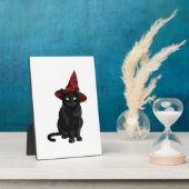 Mystic Black Cat with Dark Red Hat Classic T-Shirt フォトプラーク (側面)