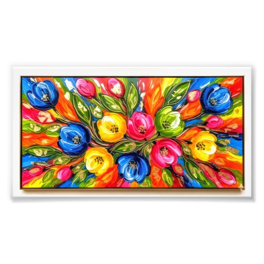 "Mystic Bloom Burst – Vibrant Abstract Floral Art" フォトプリント (正面)