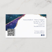 Mystic Blue Crystal Geode Gold Business Name QR 名刺 (裏面)