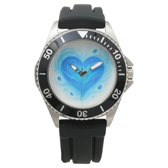 Mystic Blue Heart Gem Wall Clock – Radiant Spiritu 腕時計 (正面)