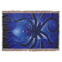  “Mystic Blue Octopus  throw Blanket**
