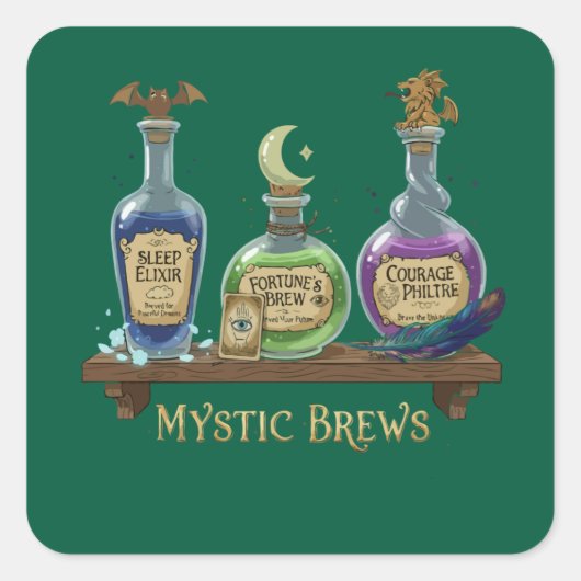 Mystic Brews | Whimsical Witchy Potions & Elixirs スクエアシール (正面)