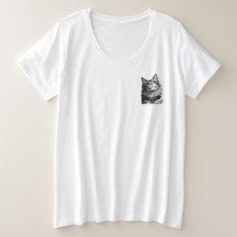 Mystic Cat Blue Eyes Gothic Witchy Art プラスサイズTシャツ
