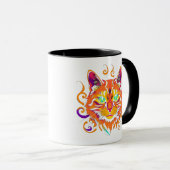 Mystic Cat – Neonfarbene Katze マグカップ (正面右)