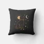 Mystic Cat Throw Pillow – Minimalist Celestial Lin クッション (裏面)