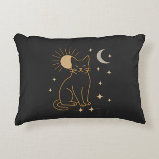 Mystic Cat Tote Bag- Minimalist Celestial Line Ar アクセントクッション