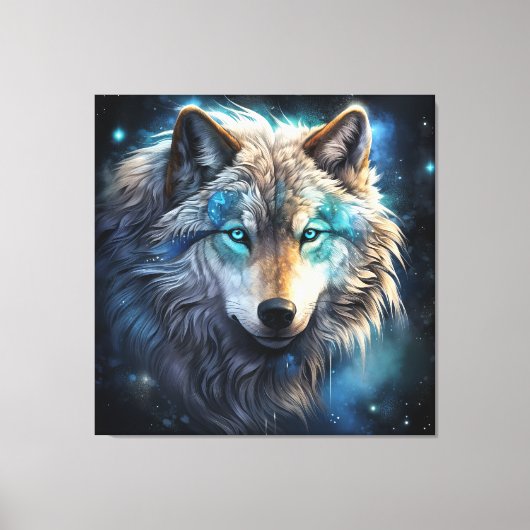 Mystic Cosmic Wolf Canvas Art キャンバスプリント (正面)