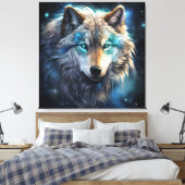Mystic Cosmic Wolf Canvas Art キャンバスプリント (インサイチュ (寝室))