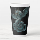 Mystic Dragon Mug – Blue & Green Fantasy カフェラテマグ (正面)