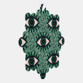 "Mystic Emerald Eyes" - Psychedelic Swirl Seamless オーナメントカード (右)