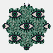 "Mystic Emerald Eyes" - Psychedelic Swirl Seamless オーナメントカード (裏面)