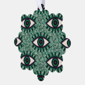 "Mystic Emerald Eyes" - Psychedelic Swirl Seamless オーナメントカード (左)