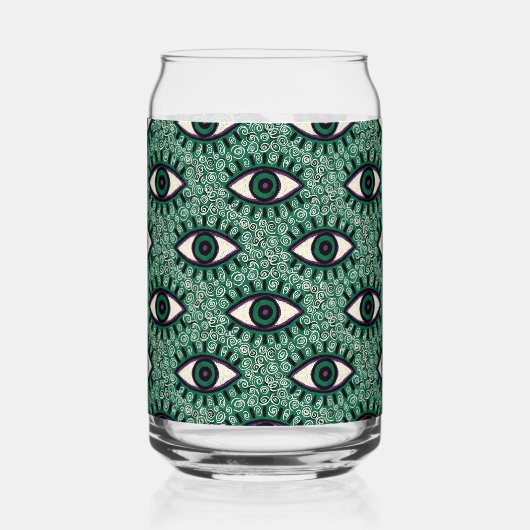 "Mystic Emerald Eyes" - Psychedelic Swirl Seamless ガラス缶 (正面)
