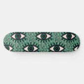 "Mystic Emerald Eyes" - Psychedelic Swirl Seamless スケートボード (横)
