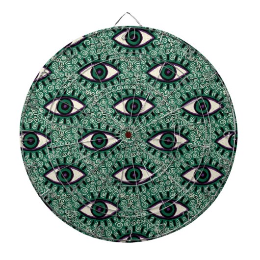 "Mystic Emerald Eyes" - Psychedelic Swirl Seamless ダーツボード (正面)