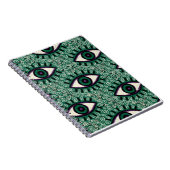 "Mystic Emerald Eyes" - Psychedelic Swirl Seamless ノートブック (右側)