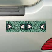 "Mystic Emerald Eyes" - Psychedelic Swirl Seamless バンパーステッカー (車上)