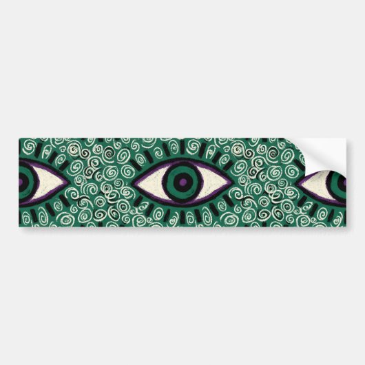 "Mystic Emerald Eyes" - Psychedelic Swirl Seamless バンパーステッカー (正面)