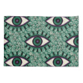 "Mystic Emerald Eyes" - Psychedelic Swirl Seamless 枕カバー (裏面)