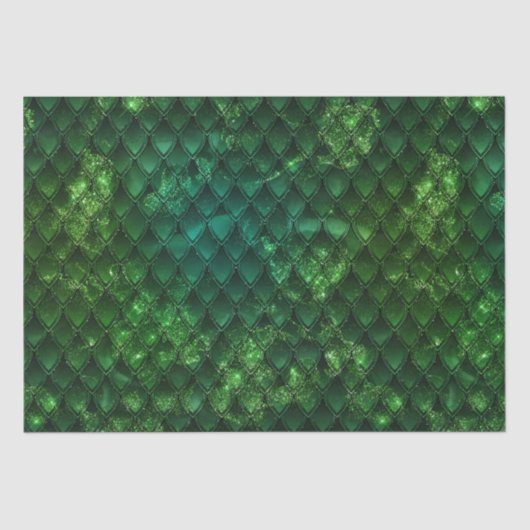 Mystic Emerald Fantasy Green Dragon Scale Pattern 薄葉紙 (正面)