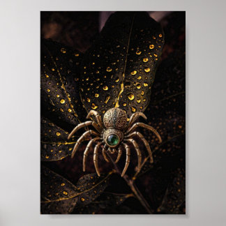 Mystic Emerald Spider – Antique Golden Art ポスター