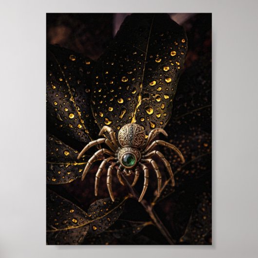 Mystic Emerald Spider – Antique Golden Art ポスター (正面)