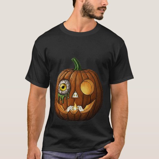Mystic Eyeball & Skeleton Hands Jack-O-Lantern Tシャツ (正面)
