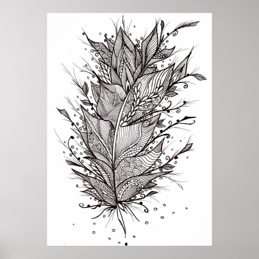 Mystic Feather Lineart Poster ポスター (正面)