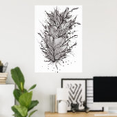Mystic Feather Lineart Poster ポスター (ホームオフィス)