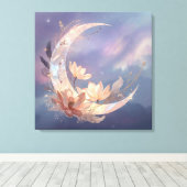 Mystic Feather Moon Boho Wall Art | Spiritual  キャンバスプリント (インサイチュ (ウッドフロア))