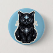 Mystic Galaxy Cat Button – Cosmic Third Eye Space  缶バッジ (正面)