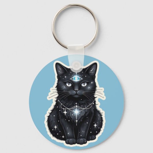 Mystic Galaxy Cat Keychain キーホルダー (正面)