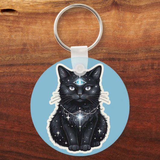 Mystic Galaxy Cat Keychain キーホルダー (正面)