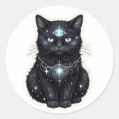 Mystic Galaxy Cat Sticker ラウンドシール (正面)