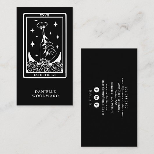 Mystic Gold Tarot Esthetician Black White Branding 名刺 (正面/裏面)