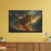 Mystic Golden Lynx in Sunset Fog – ManJiangHong Fi キャンバスプリント (インサイチュ (リビング))