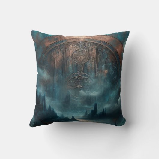 Mystic Gothic Art - Blue Copper Patina Decorative クッション (裏面)