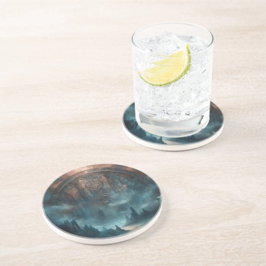 Mystic Gothic Steampunk Art - Blue Copper Patina コースター (側面)