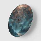 Mystic Gothic Steampunk Art - Blue Copper Patina  ラウンド壁時計 (傾斜)