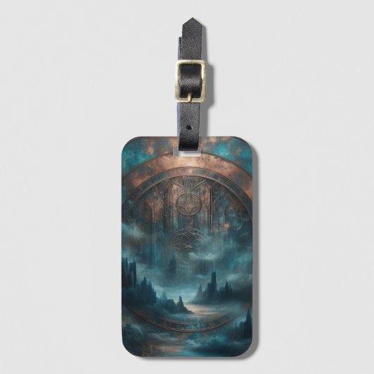 Mystic Gothic Steampunk - Blue Copper Patina ラゲッジタグ (正面縦)