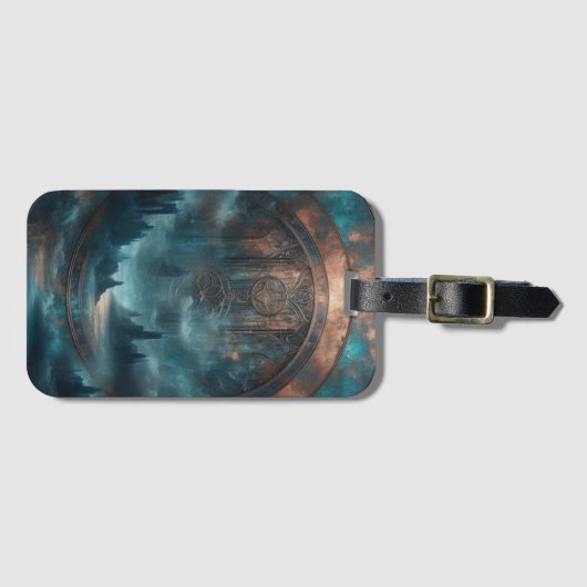 Mystic Gothic Steampunk - Blue Copper Patina ラゲッジタグ (正面横)
