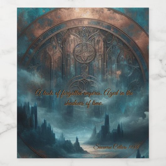 Mystic Gothic Steampunk - Blue Copper Patina  ワインラベル (シングルラベル)